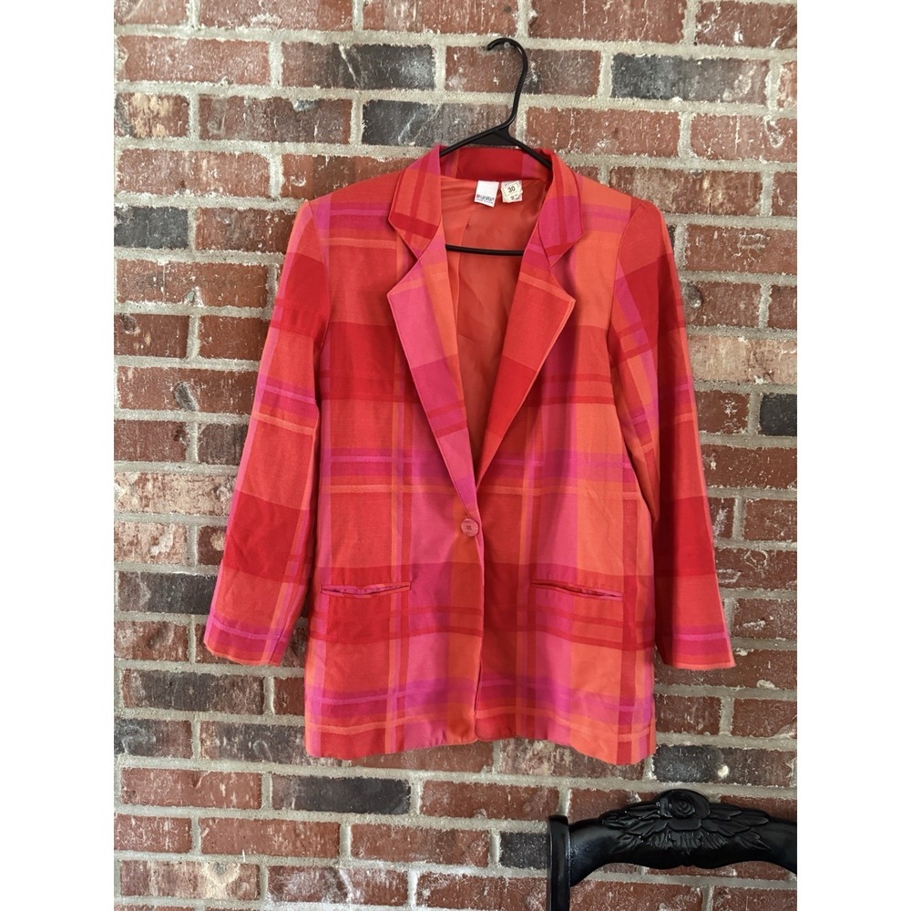 UNITS Vintage Blazer Jacket Red Plaid Size Xs